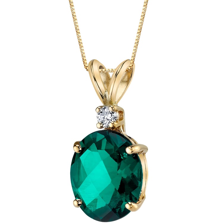 Zlatý přívěsek s lab-grown smaragdem Marta