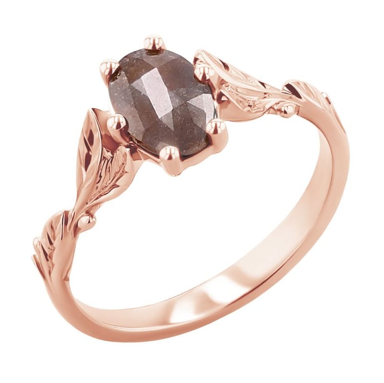 Prsten se salt and pepper diamantem a ručně rytými lístky Dakota 118950