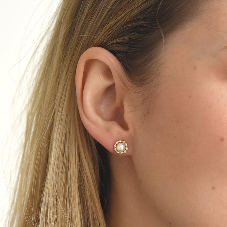 Pozlacené náušnice s perlou 73786