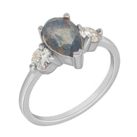 Zásnubní prsten s labradoritem a moissanity Nanon