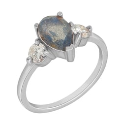 Zásnubní prsten s labradoritem a moissanity Nanon