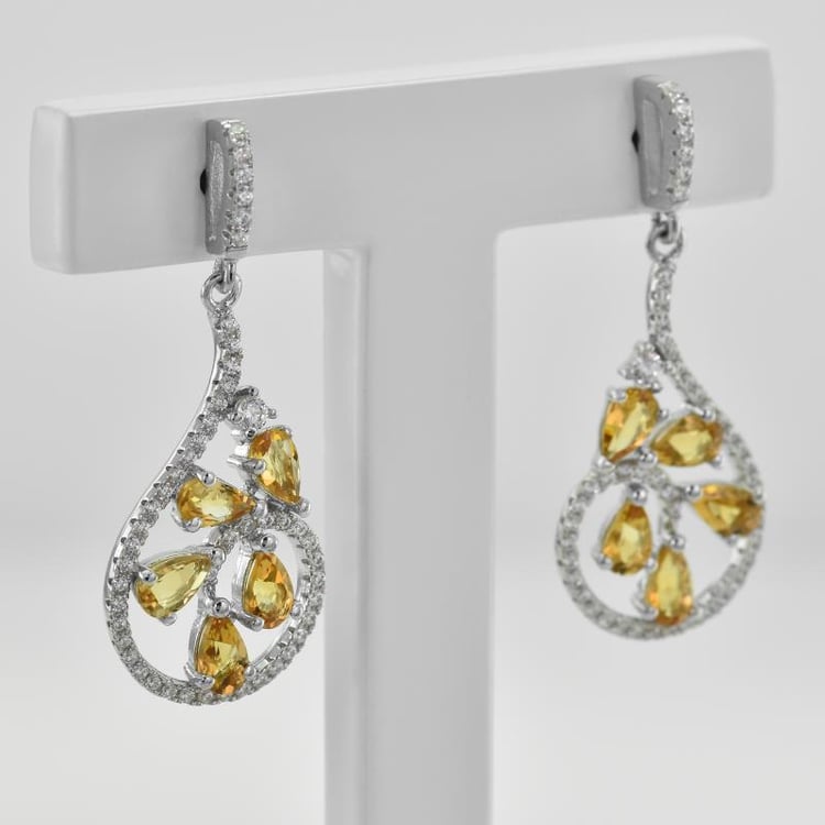 Stříbrné náušnice s citríny 45379
