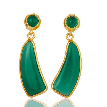 Stříbrné pozlacené náušnice s onyxem Tafy