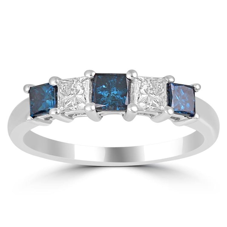 Zlatý prsten s modrými diamanty 11318