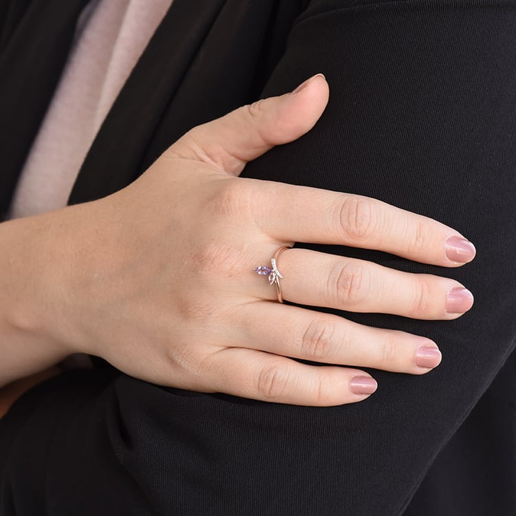 prsten s ametysty a diamanty 86762