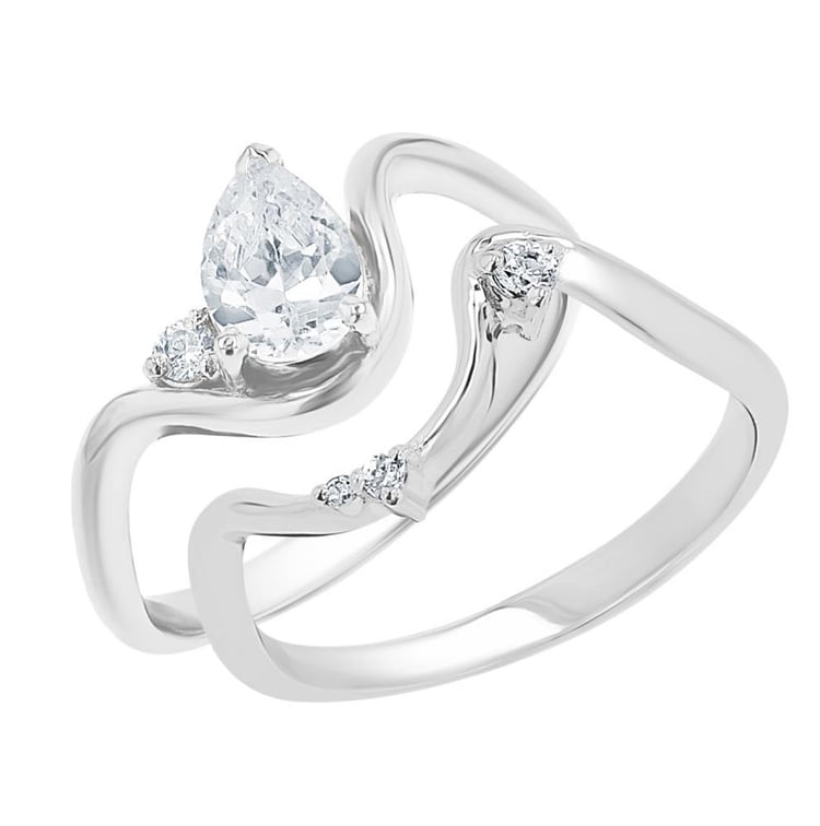 Romantický zásnubní set atypických prstýnků s diamanty