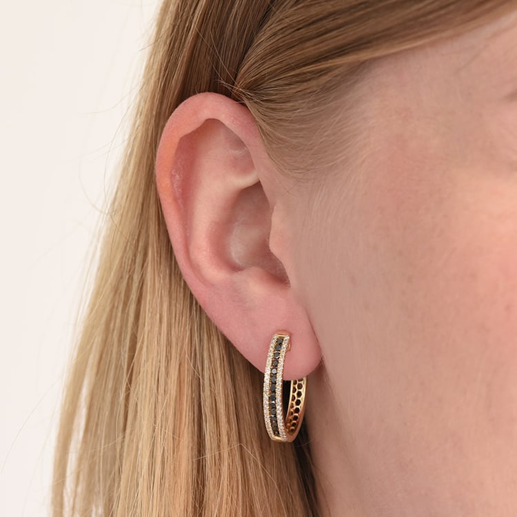 náušnice s černými a bílými diamanty 84452