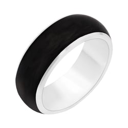 Plochý snubní prsten z karbonu a stříbra Kaidan