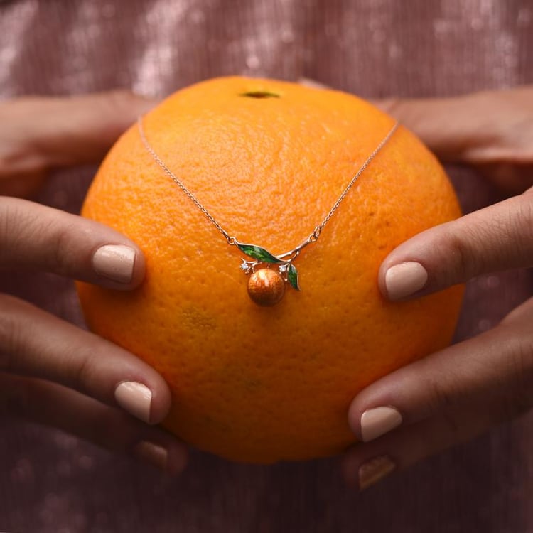 Diamantový náhrdelník s pomerančem ze zlata 46680