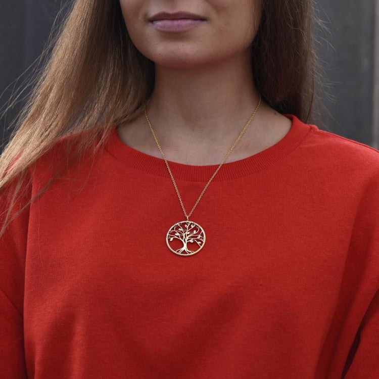 Stříbrný citrínový náhrdelník ve tvaru stromu 49459