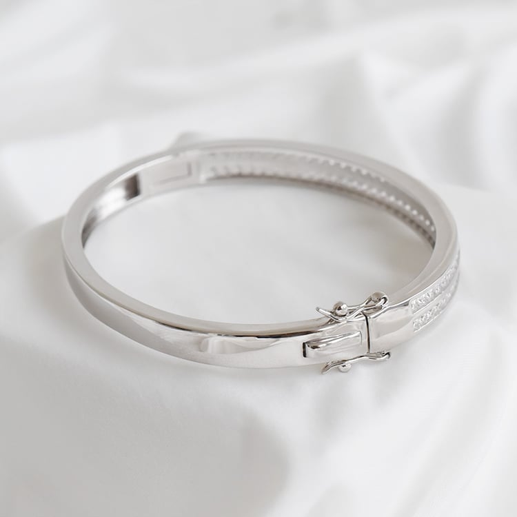 Stříbrný náramek plný zirkonů 90703