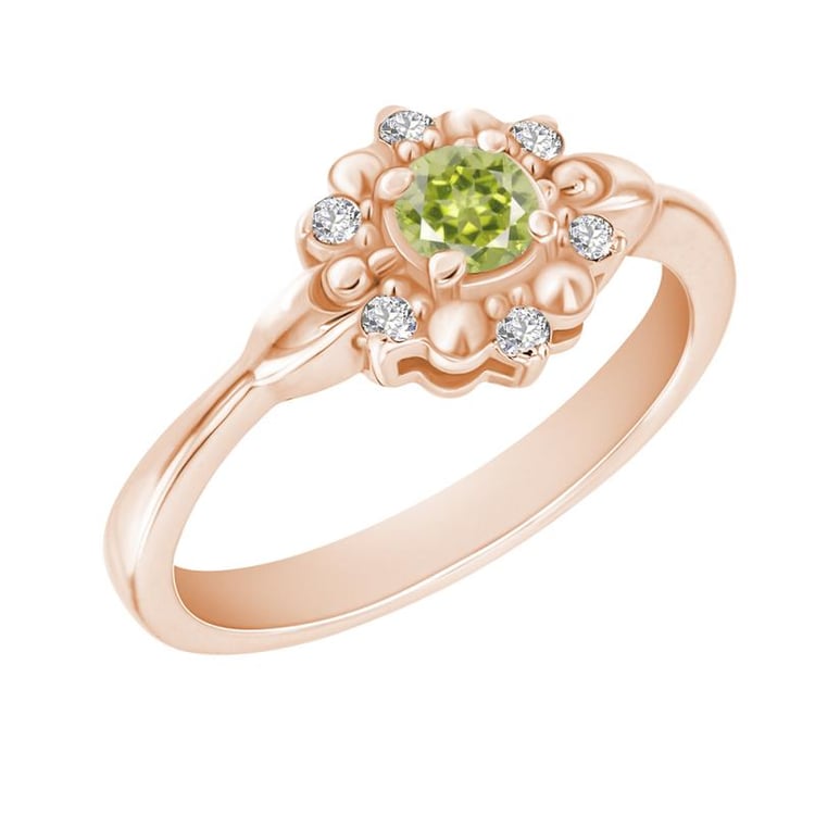 Prsten s peridotem a diamanty 29508