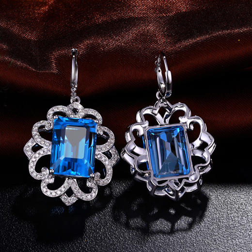 Zlaté topazové náušnice s diamanty 16892