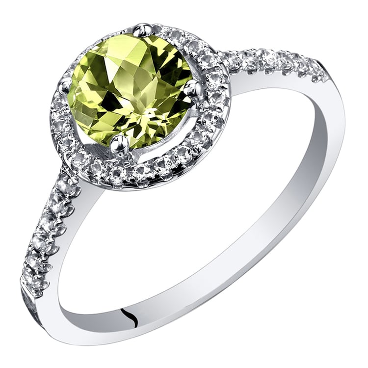 Olivín ve zlatém prstenu s topazy Abbas