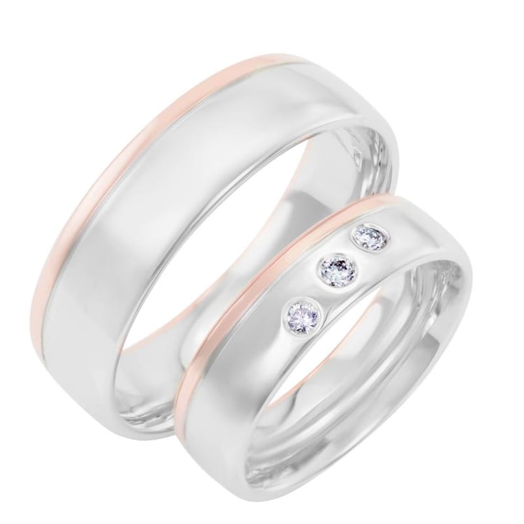 Snubní prsteny z kominovaného zlata s diamanty Erel