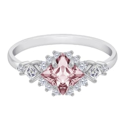 Zlatý prsten s princess morganitem a moissanity Medrie