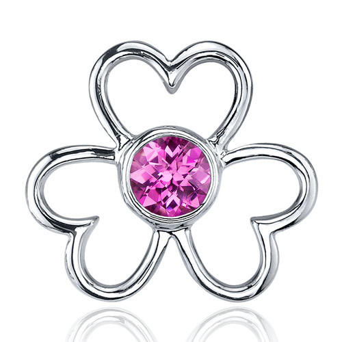 Stříbrné náušnice s růžovými safíry květ 2170