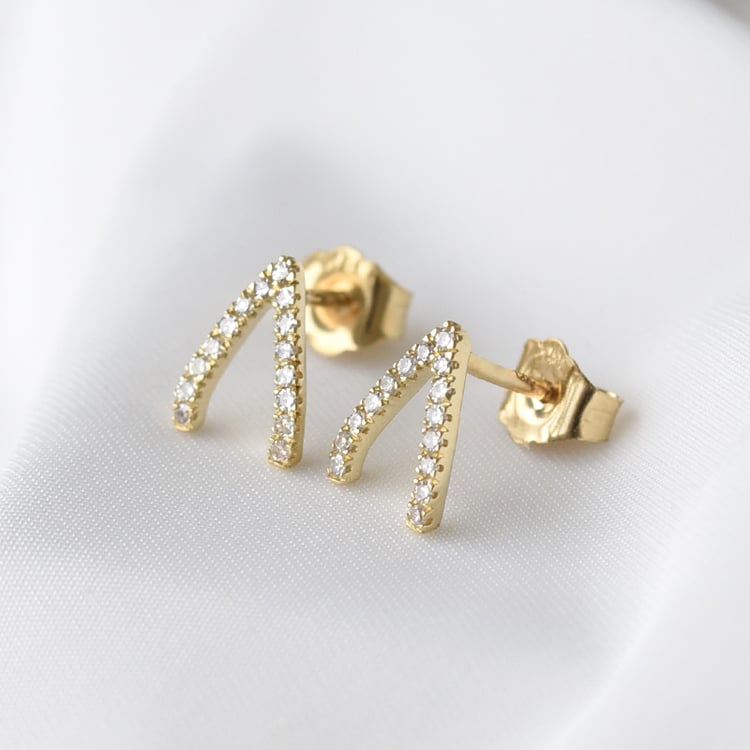 Stříbrné náušnice s lab-grown diamanty Wishbone 104197