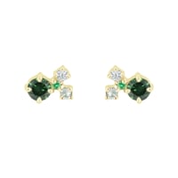 Cluster náušnice se zelenými diamanty, safíry, tsavorit granáty a moissanity Kerrie
