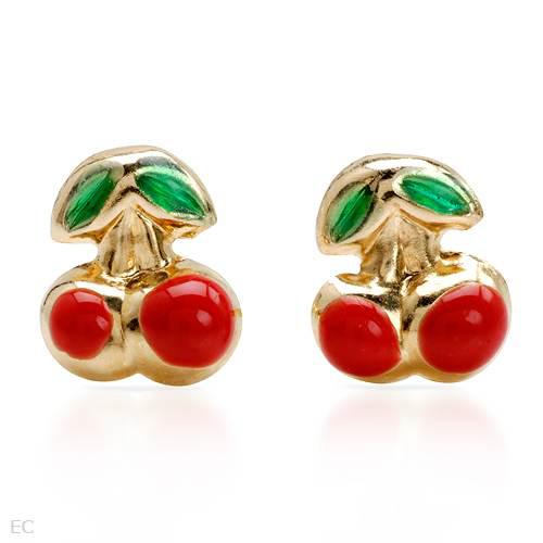 Zlaté náušnice v tvare třešní