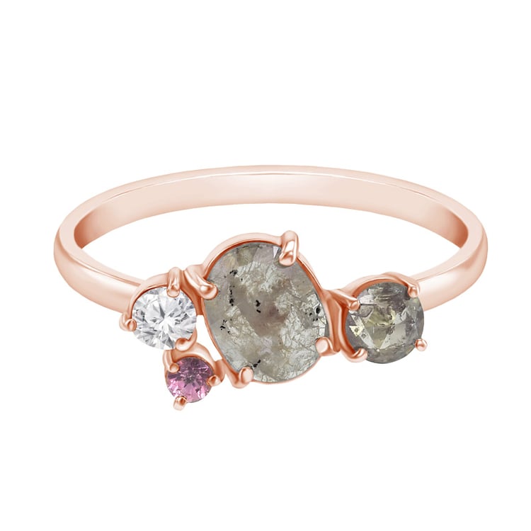 Cluster prsten se salt and pepper diamanty a safírem Gauma 134890