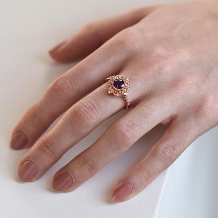 Prsten s 1ct ametystem a diamanty 51542