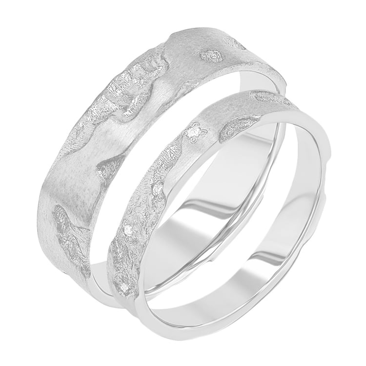 Snubní prsteny s ručně rytým povrchem Cley