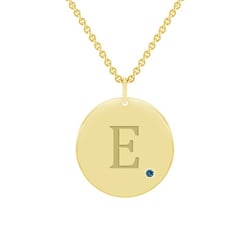 Zlatý přívěsek s modrým diamantem a gravírem písmene Sager