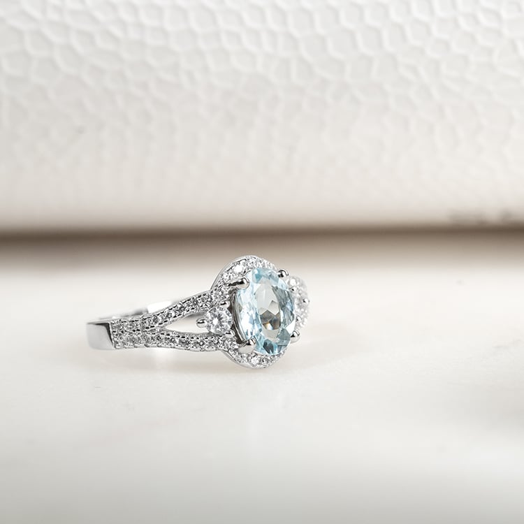Stříbrný prsten s akvamarínem Huim 133321