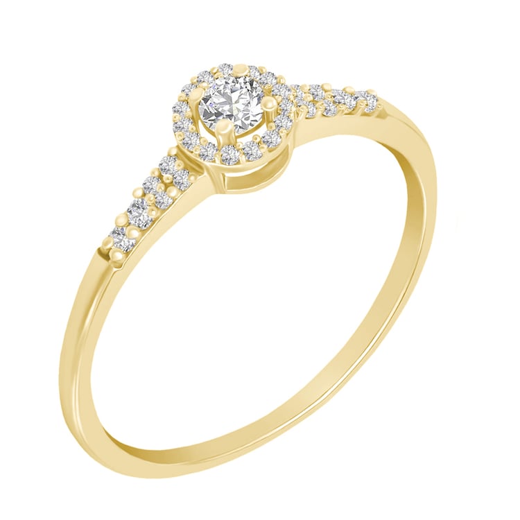 Zlatý halo prsten s diamanty 40676