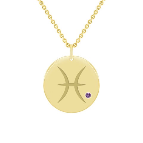 Stříbrný přívěsek se znamením a ametystem Ryby 103414