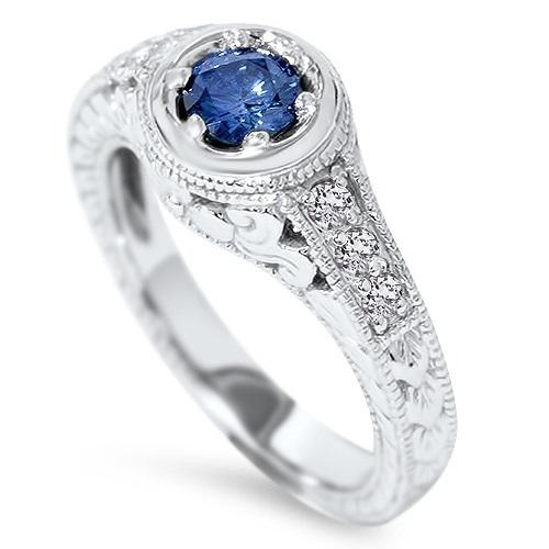 Zlatý prsten s modrým diamantem Carolle 7041