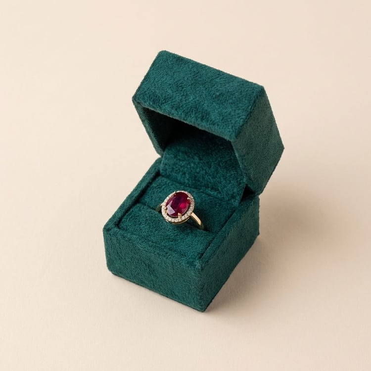 Rozvodový zlatý prsten s rubínem a diamanty Luka 165566