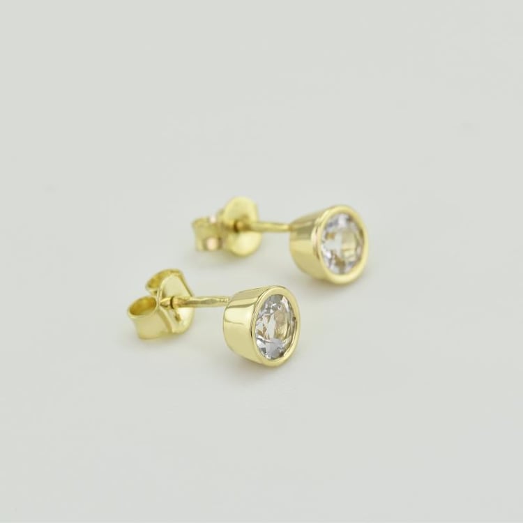 Bezel náušnice s bílými topazy Wetty 38039