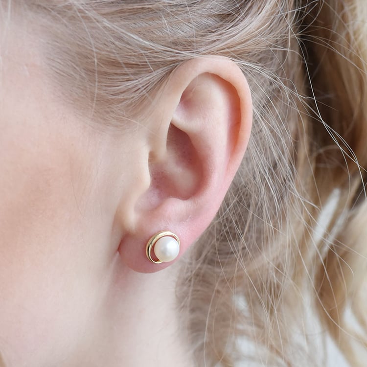 Zlaté perlové náušnice 91457