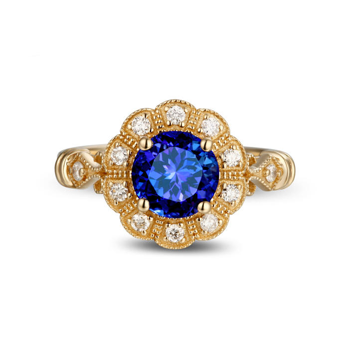 Vintage zásnubní prsten s tanzanitem a diamanty Dianthe 3652