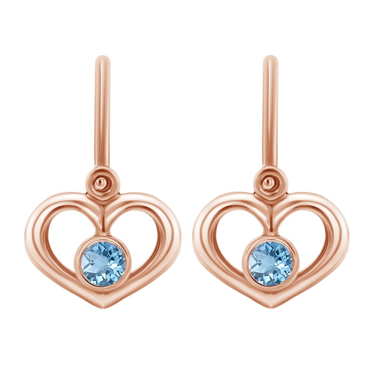 Dětské náušnice srdíčka s drahokamem dle výběru z růžového zlata 46981