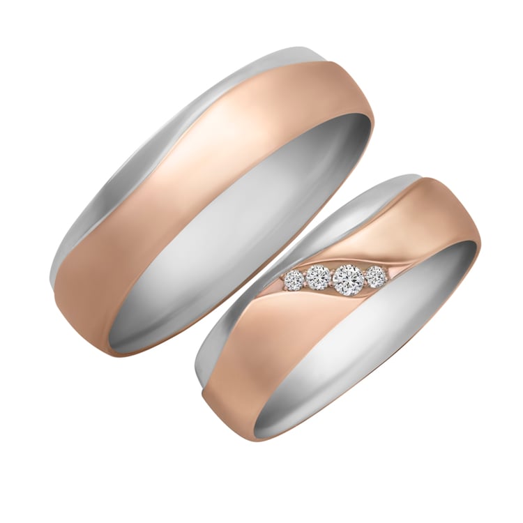 Snubní prsteny z dvou druhů zlata s diamanty Antlia