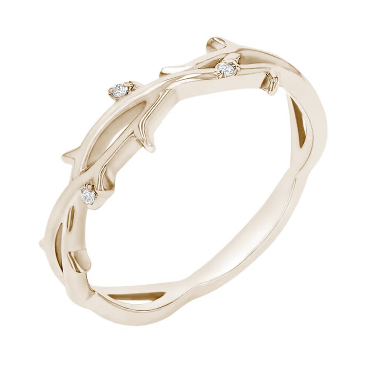 Něžný zlatý prsten ve tvaru větviček z oříškového zlata Hamana