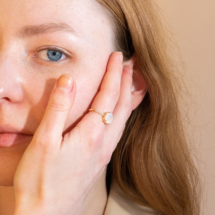 Set prstenů ze zlata s měsíčním kamenem a tyrkysy Riaz 99268