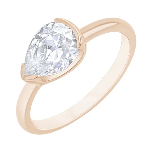 Zásnubní prsten s half-bezel pear diamantem Timarete