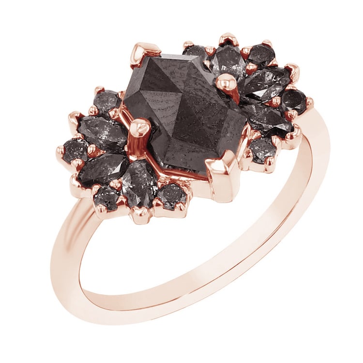 Atypický zlatý prsten se salt and pepper diamanty Kacey 125675