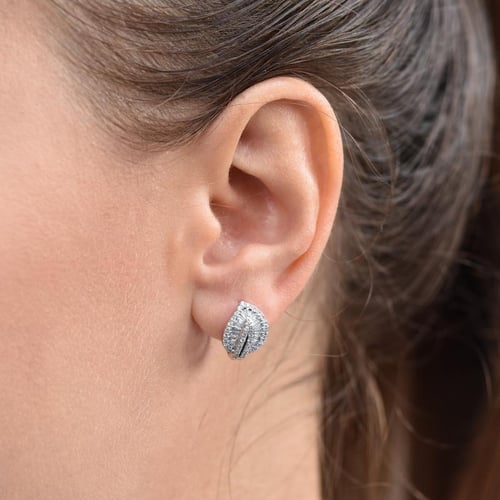 Náušnice ve tvaru lístků plné diamantů Priett
