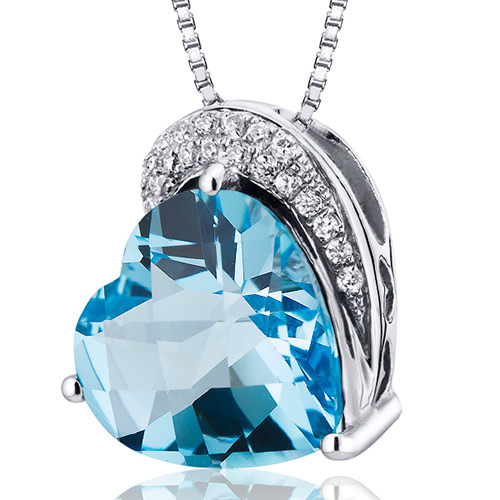 Topazové srdce ovinuté zirkony ve stříbrném přívěsku Olaya