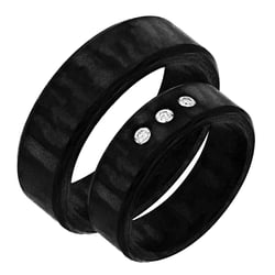 Ploché karbonové snubní prsteny s diamanty Minnith