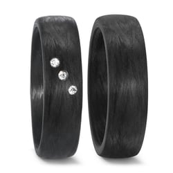 Ploché karbonové snubní prsteny s diamantem Jennie