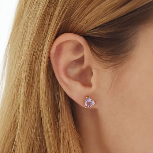 Minimalistické stříbrné náušnice s fialovým ametystem Nellie