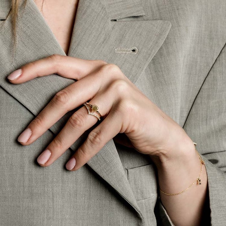 Prsten s růžovým salt and pepper diamantem Omiros 97062