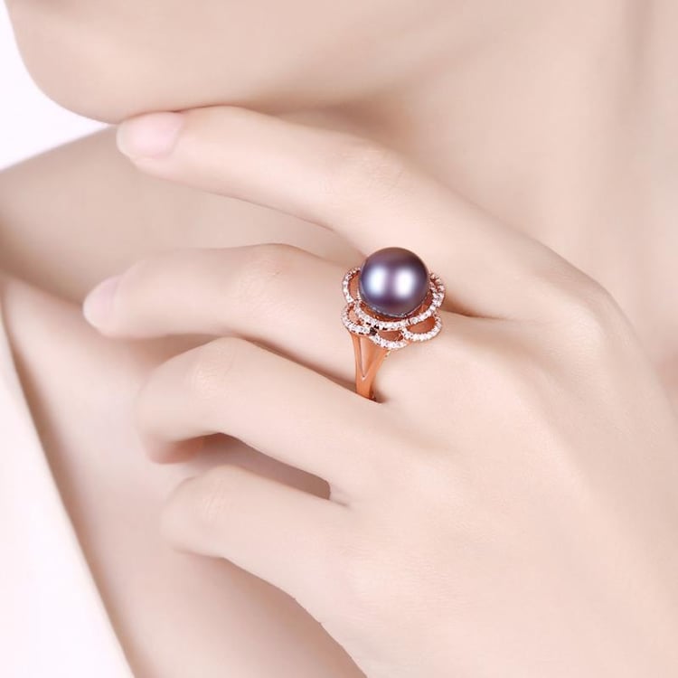 Prsten s fialovou perlou 13165