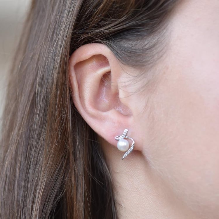 Náušnice s perlou a diamanty Durga 135925